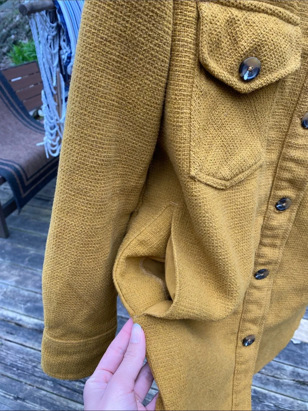 Design Lab Lord & Taylor Mustard Button-Up Shacket - Picture 4 of 10